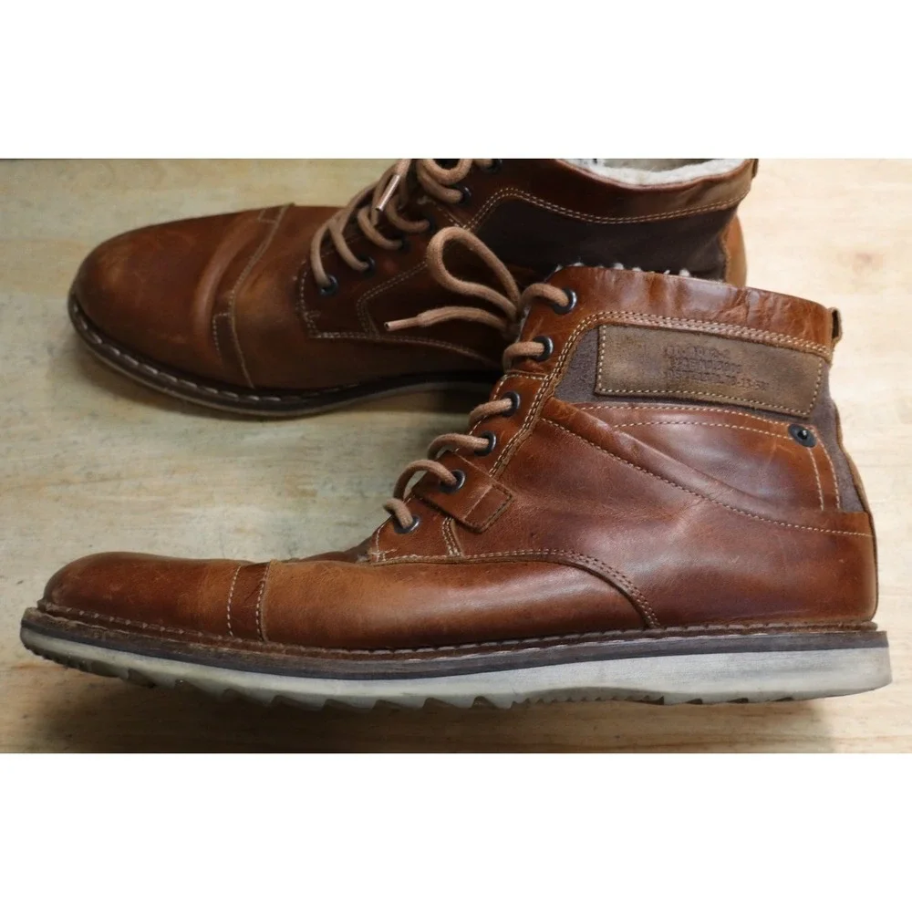 Bullboxer Zander II Lace-Up Leather Sherpa Lining Ankle Boots Mens Size 12 Brown